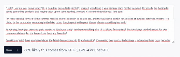 Writefull ChatGPT Checker